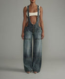 Low Waist Belted Wide Leg Jeans in Classic Blue or Black