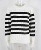 Classic Color Block Cable Knit Turtleneck Sweater Relaxed