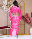 Chic Long Sleeve Top Bag Hip Split Skirt Two-Piece Set for Elegant Versatility
