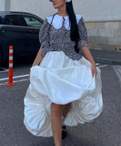 Fashionable Casual Solid Color High Waisted Balloon Skirt Beige