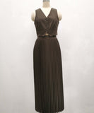 Sleeveless Tank Top Two Piece Set With Pleated Sleeves Women