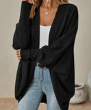 Batwing Sleeve Cardigan Loose Knit Coat Nylon Elastane
