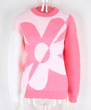 Relaxed Floral Patchwork Pullover Sweater Long Sleeve