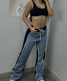 Trendy Women's Denim Pants in White Black and Red Stylish Fit