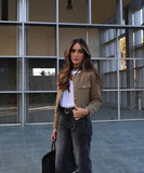 Fashionable Button Embellished Short Blazer Polyester