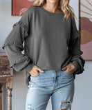 Lantern Style Dress With Lace Sleeves And Hooded Top