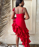 Chic Halter Dress with Irregular Ruffles for Elegant Women