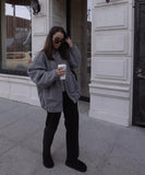 Relaxed Stand Up Collar Button Down Casual Everyday Jacket