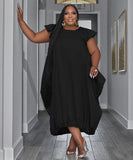 Plus-Size Loose Dress Double-Pocket Relaxed Fit Casual