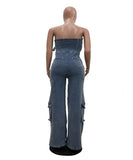 Women?€?s High-Waisted Denim Jumpsuit in Hip-Hop Style