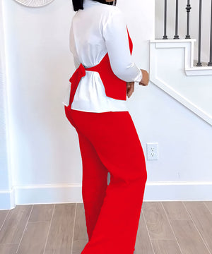 Stylish FAKE Two Shirt Vest Patchwork Sweatshirt Suit Set