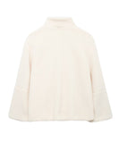 Solid Color Lambskin High Neck Woolen Coat Beige Warm