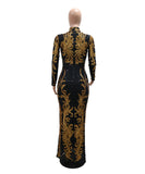Glamorous Fashion Sequin Long Sleeve Wrapped Hip Fishtail Dress