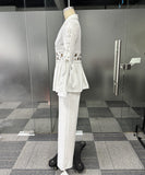 Slim-Fit Women Two Piece Suit With Embroidered Tie