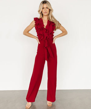 Sexy V Neck Backless Beaded Strapless One Piece Jumpsuit