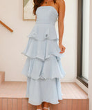 Stylish Strapless Backless Cake Dress in Vibrant Colors