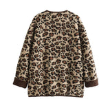 Relaxed Leopard Print Long Sleeve Coat For Women Casual