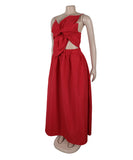 Solid Color One-Shoulder Flower Hollowed Dress for Summer