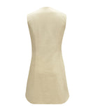 A Slim-Fitting Button-Down Sleeveless Short Skirt in the Style of a Socialite
