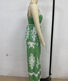 Ethnic Style Backless Halter Pants Set Figure Hugging