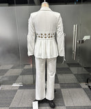 Slim-Fit Women Two Piece Suit With Embroidered Tie