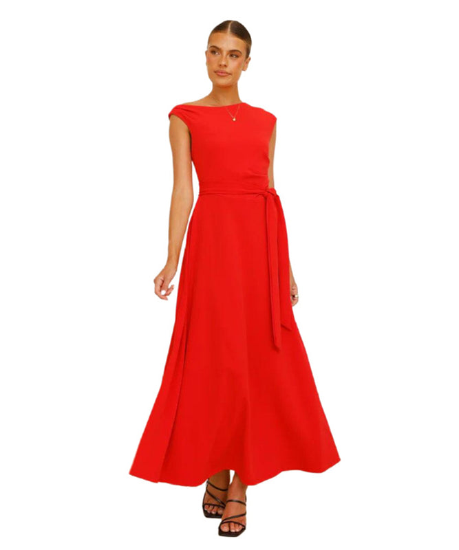Elegant Sexy Tie Dress in Solid Colors for Effortless Style