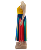 Effortless Style Irregular Multicolor Dress With Large Swing Flair