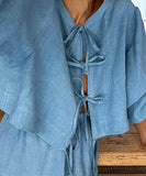Puff Sleeve Summer Shirt Set with Stylish Half-Length Skirt