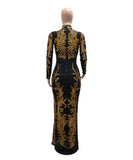 Glamorous Fashion Sequin Long Sleeve Wrapped Hip Fishtail Dress