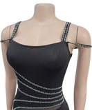 Classic Rhinestone Embellished Dress For Evening Occasions