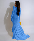Elegant Sexy V-neck Solid Color Long-Sleeved Dress for Women