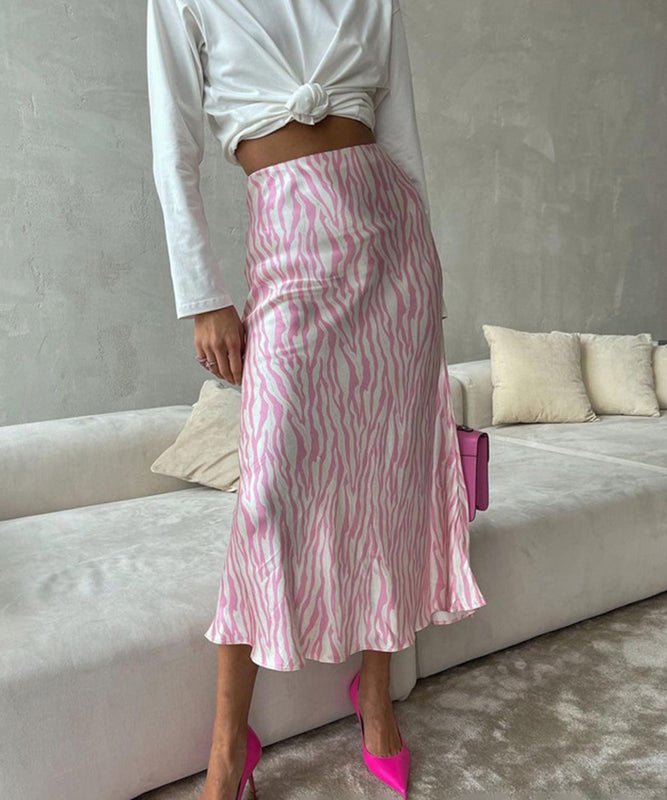 Fashionable Fish-Tail Printed Half Skirt for Women in Deep Pink and Light Pink