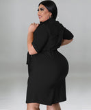 Elegant Solid Color Short Sleeve Blouse Dress Lightweight and Stylish