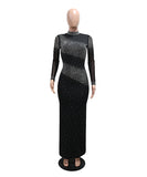 Chic Semi-High Neck Sexy Drill Skirt With Hip Wrap