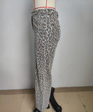 Leopard Print Wide Leg Jeans Relaxed Casual Fit For Women