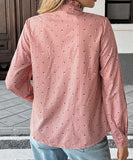 Casual Striped Button Down Shirt With Wooden Earflaps