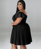 Oversized One-Shoulder Wide Sleeve Dress for Women with Short Sleeves