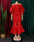 One-Shoulder Lace Fishtail Dress Elegant Charm Evening Gown