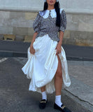 Fashionable Casual Solid Color High Waisted Balloon Skirt Beige