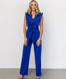 Sexy V Neck Backless Beaded Strapless One Piece Jumpsuit