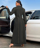 Women's Denim Long Sleeve Coat Style Dress with Button Closure