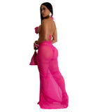 Three-Dimensional Pattern Backless Tie-String Bikini Set