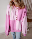Casual Patchwork Collar Long Sleeve Pullover Soft And Cozy