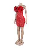 Sexy Hot Diamond Pearl Deep V Flower Slim Dress for Allure