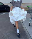 Fashionable Casual Solid Color High Waisted Balloon Skirt Beige