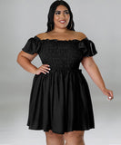 Oversized One-Shoulder Wide Sleeve Dress for Women with Short Sleeves