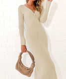 Sexy Long Sleeve Pleated Dress Multicolor Apricot Pink