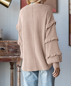 Lantern Style Dress With Lace Sleeves And Hooded Top