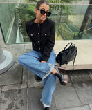 Fashionable Button Embellished Short Blazer Polyester