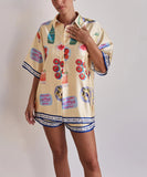 Casual Home Wear Cartoon Collar Pullover Short Pants Apricot